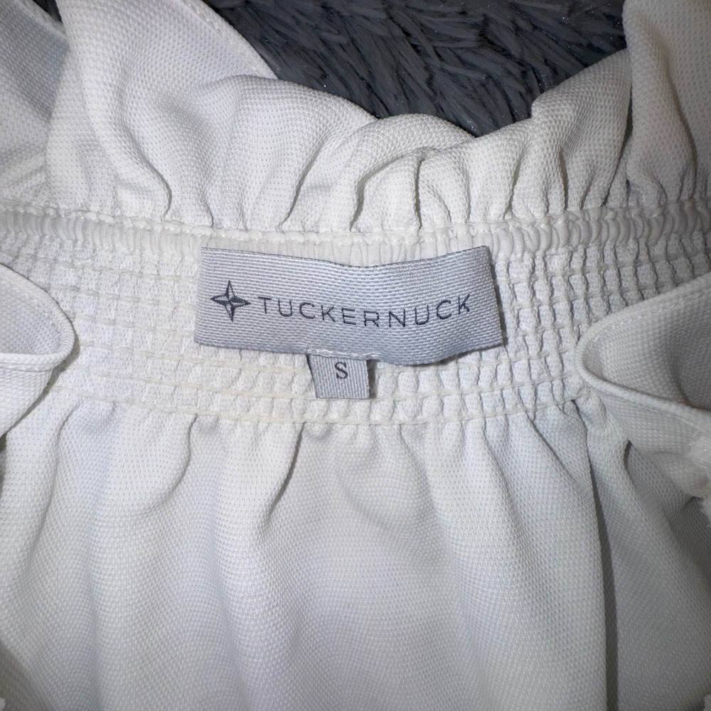Tuckernuck Top‎ Women's S Marguerite Smocked Off Shoulder Ruffle Blouse White - Picture 6 of 14